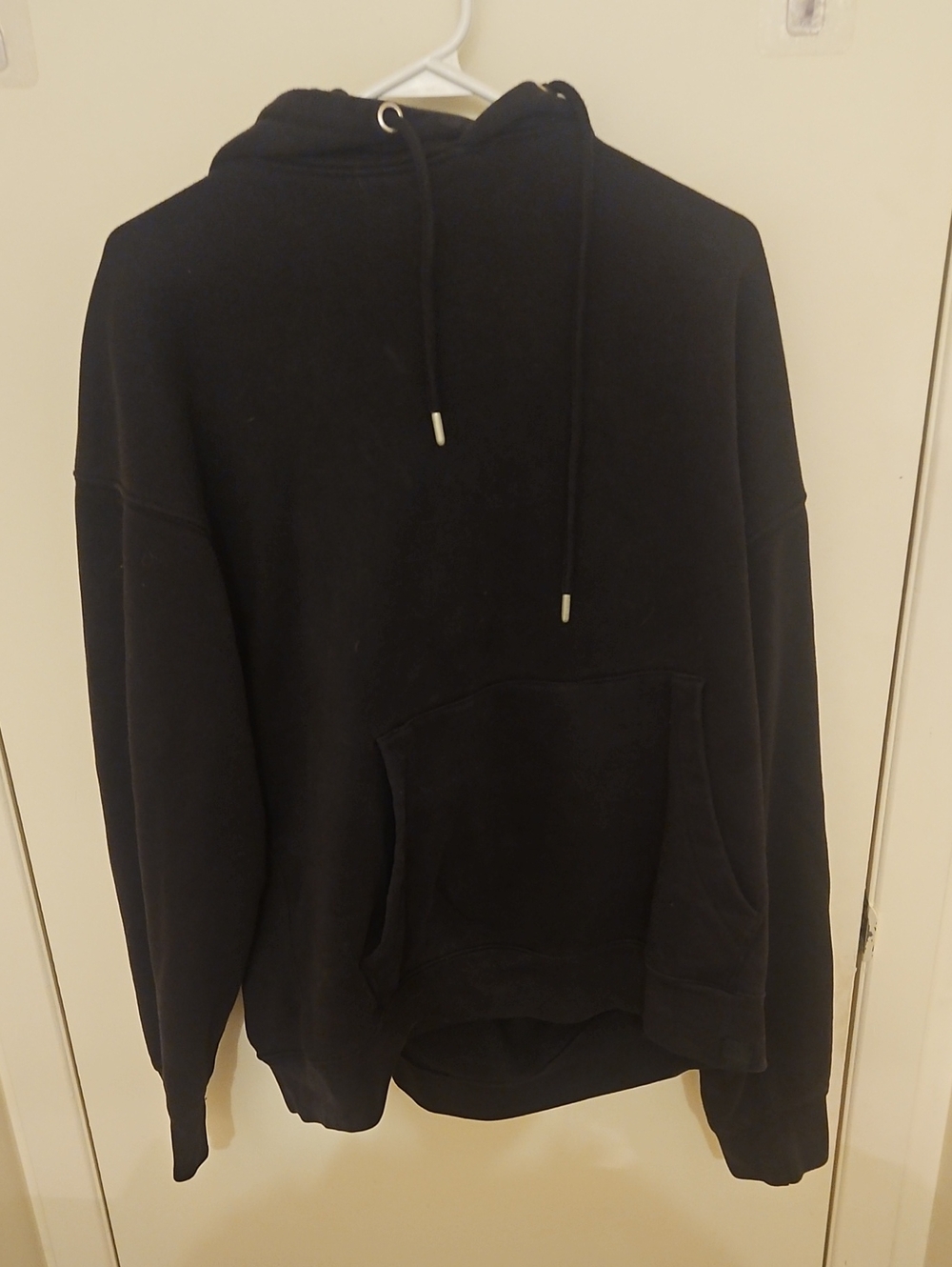 Pull&Bear Black Crewneck Hoodie with Kangaroo Pocket